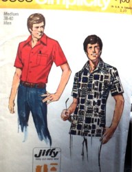 6368 SIMPLICITY '74 MR JIFFY SPORTY SS SHIRT PATTERN 38-40,42-44,46-48 CHOICE